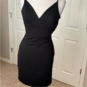 EXPRESS Black dress- dressy style - modern midi - fully lined -size XS